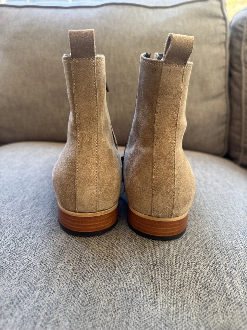 Stefano Bonfiglioli Men's Suede Ankle Boots in Light Taupe with Side Zip